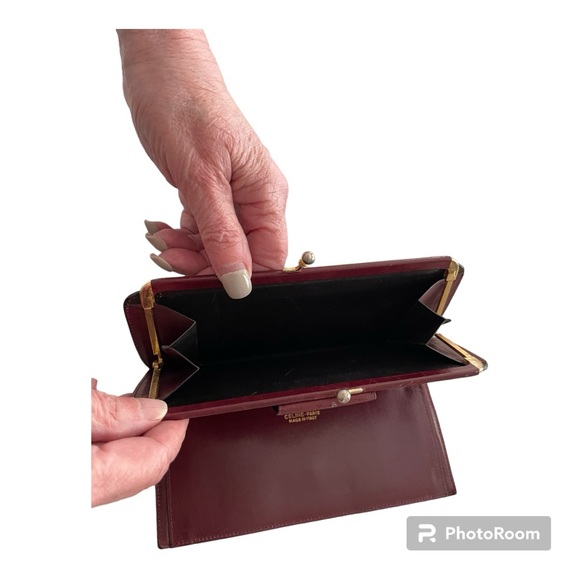 Celine Vintage Triomphe Kisslock Wallet Suede with Leather accents. EUC - Picture 5 of 12